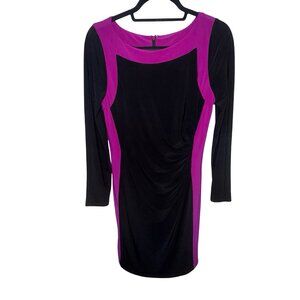 Lauren Ralph Lauren Purple/Black Jersey Knit Sheath Long Sleeve Dress  Sz 8